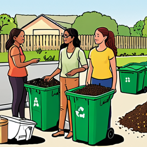 Home 7 **Local Zero Waste Initiatives**: Create an illustration of a community event where residents are participating in a workshop about composting and waste segregation. Include visuals of people engaging in discussions, learning from experts, and showcasing organic waste collection bins.