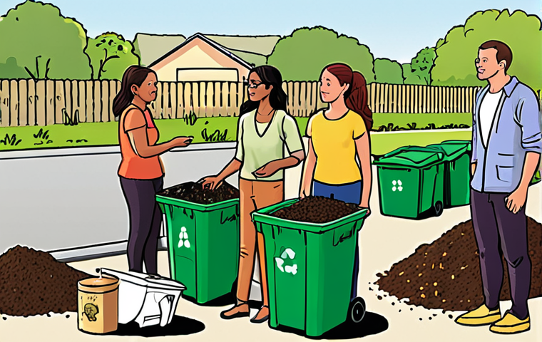 **Local Zero Waste Initiatives**: Create an illustration of a community event where residents are participating in a workshop about composting and waste segregation. Include visuals of people engaging in discussions, learning from experts, and showcasing organic waste collection bins.
